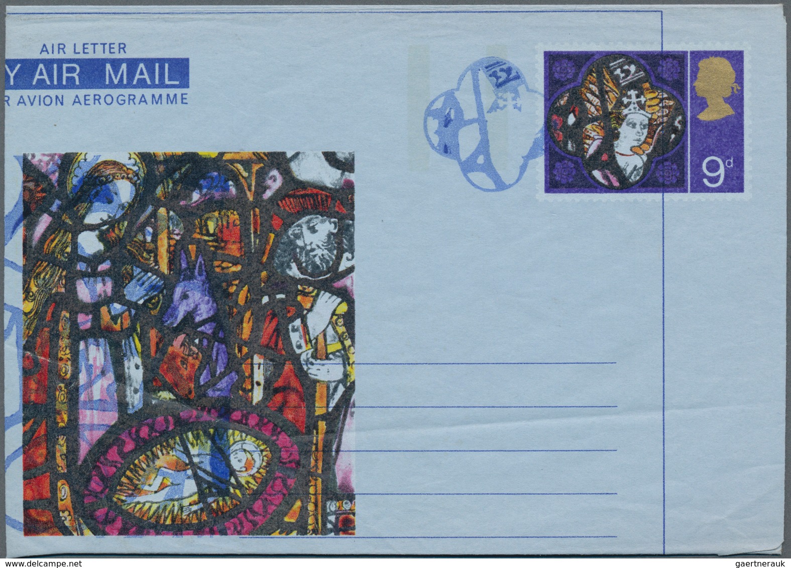 Großbritannien - Ganzsachen: 1970 Unused Aerogram 9d Christmas "Stained Glass" With Shifted Light Bl - Other & Unclassified