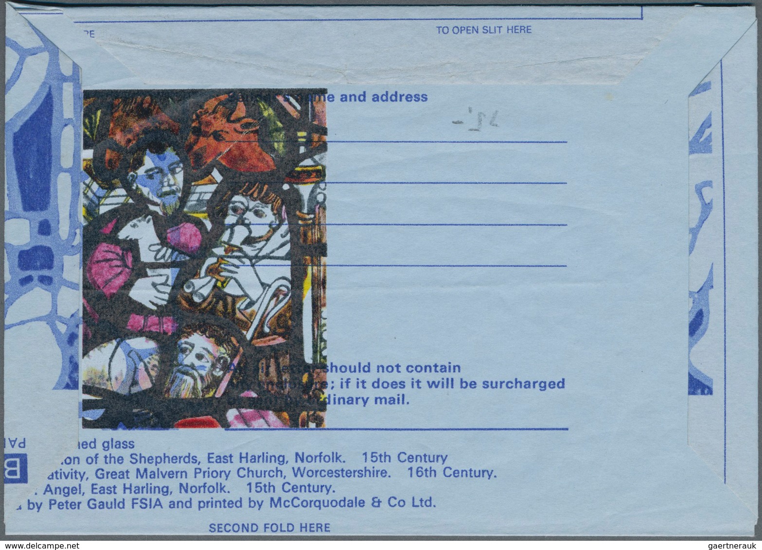 Großbritannien - Ganzsachen: 1970 Unused Aerogram 9d Christmas "Stained Glass" With Shifted Light Bl - Other & Unclassified