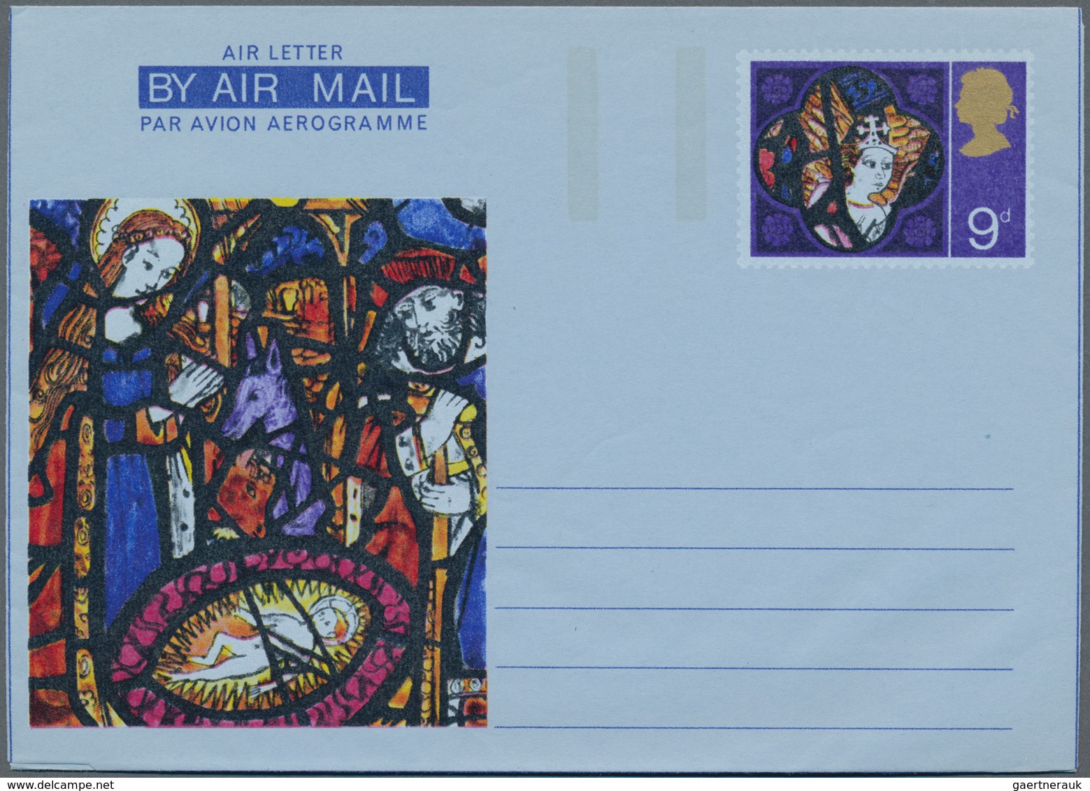 Großbritannien - Ganzsachen: 1970 Unused Aerogram 9d Christmas "Stained Glass" With Shifted Light Bl - Other & Unclassified