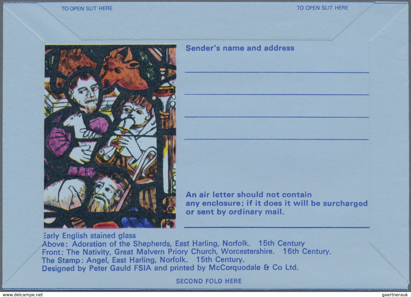 Großbritannien - Ganzsachen: 1970 Unused Aerogram 9d Christmas "Stained Glass", Missing Purple Colou - Other & Unclassified