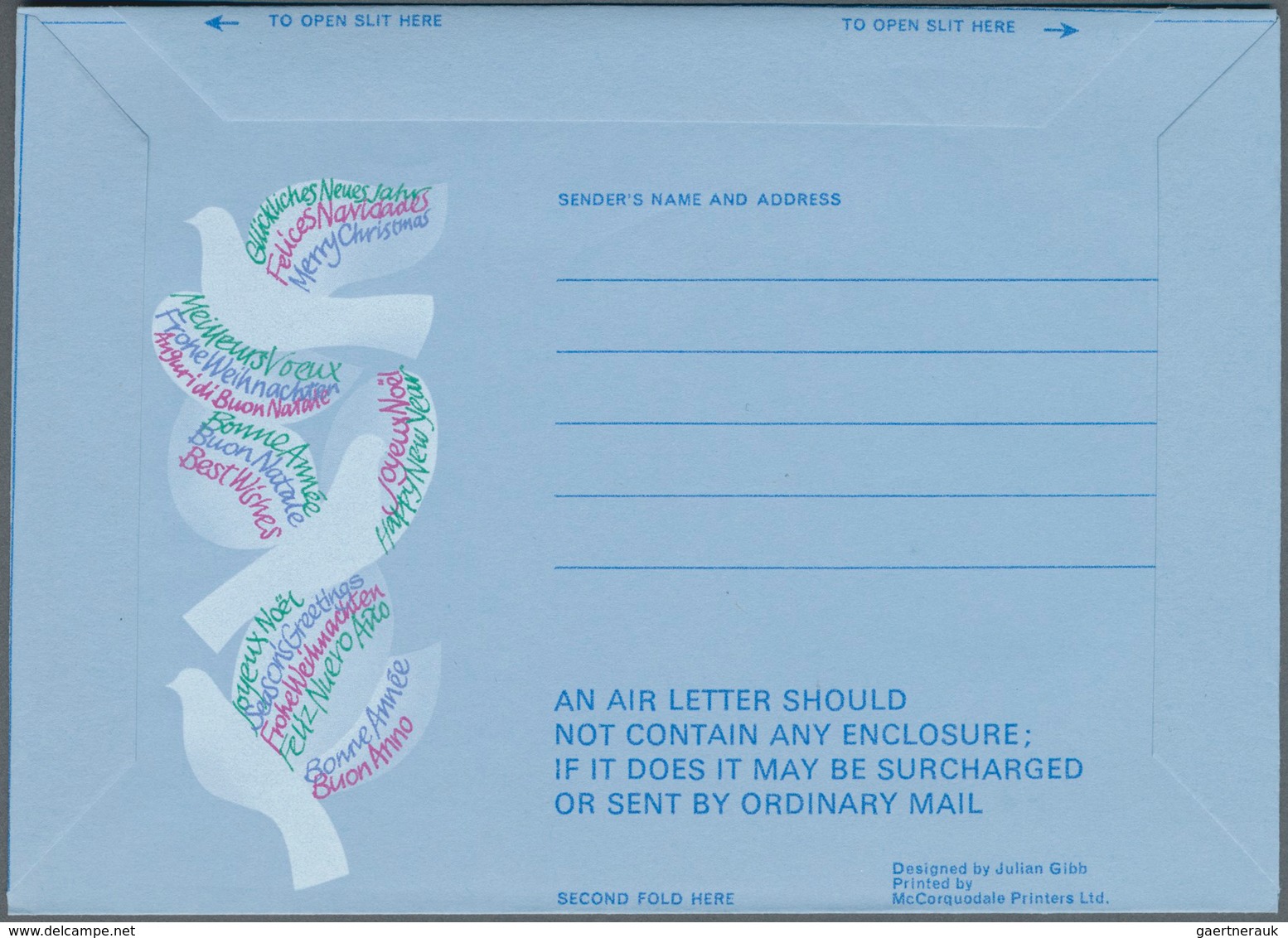 Großbritannien - Ganzsachen: 1971, Unused Aerogram Christmas 5P Doves Of Peace, Double Printing Of W - Andere & Zonder Classificatie