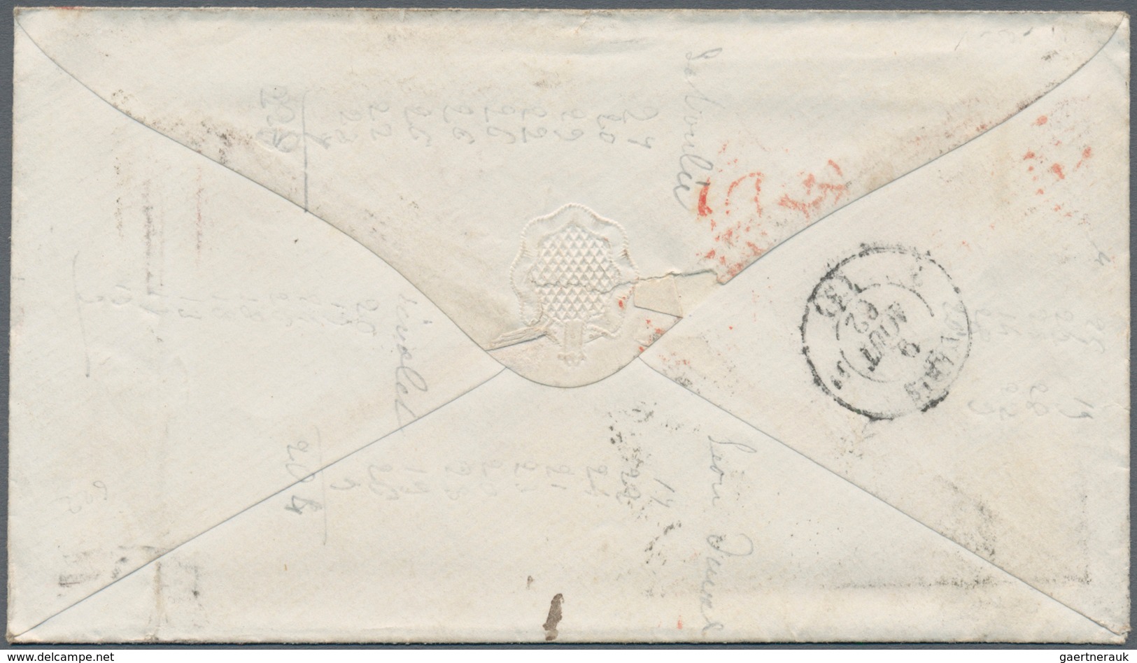 Großbritannien - Stempel: 1862, 2 X 4 D Bright Red QV, Slightly Overlapping Multiple Franking, Tied - Marcofilie