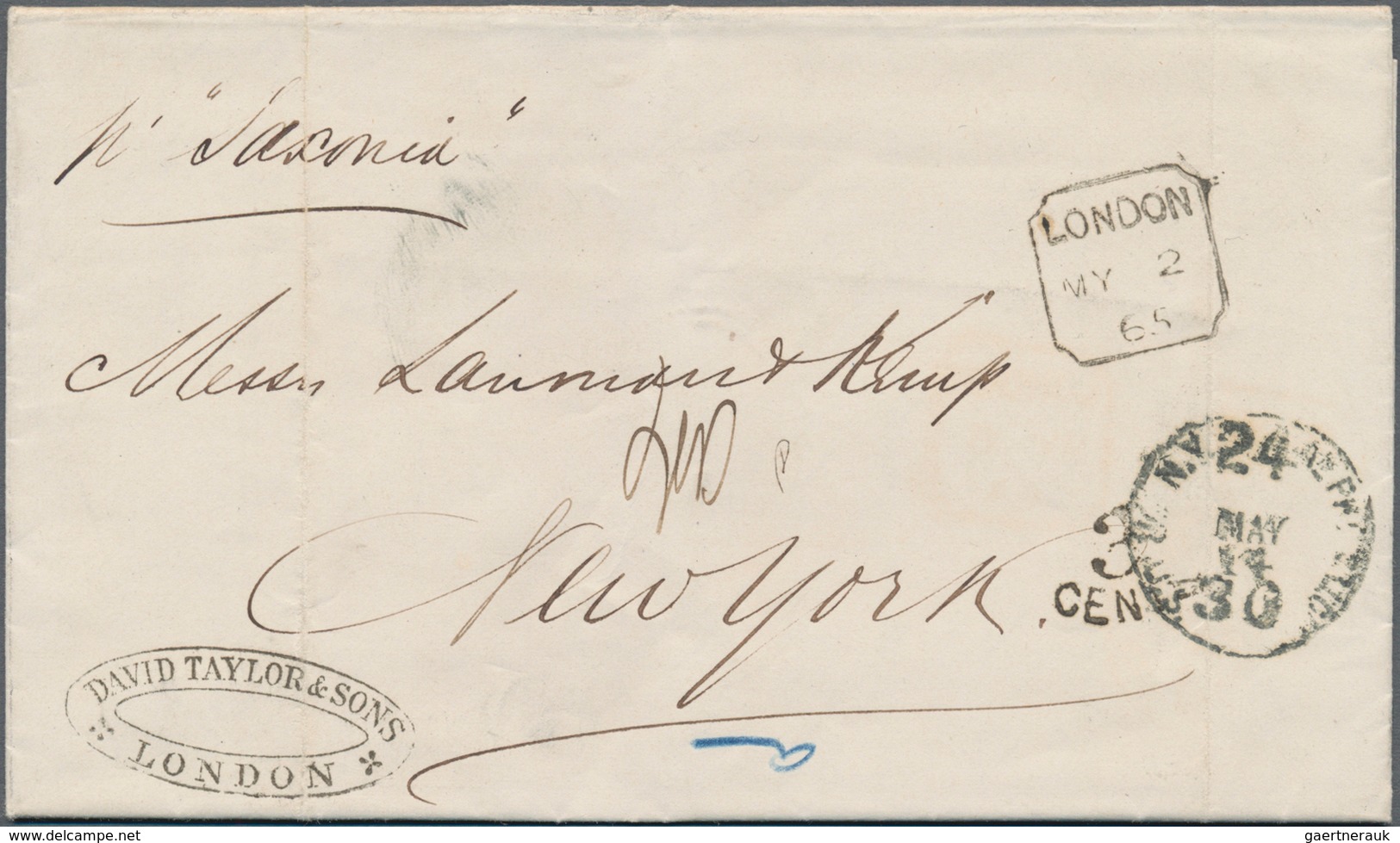 Großbritannien - Stempel: 1865, Two Folded Letters Each With Forwarder Mark "DAVID TAYLOR & SONS; LO - Marcofilie