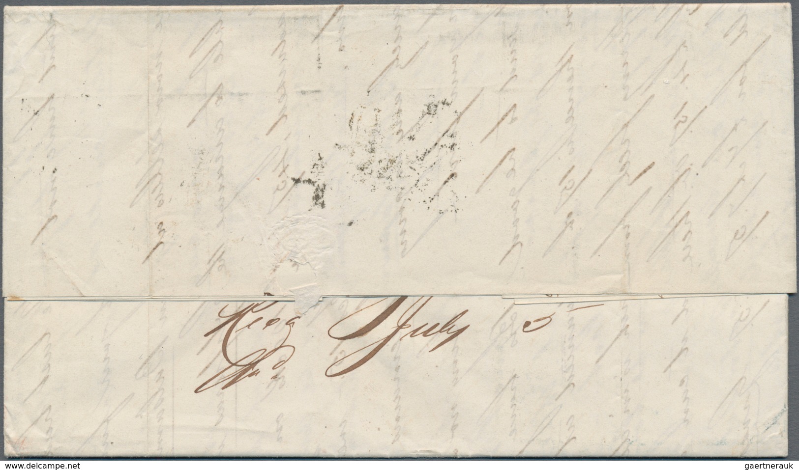 Großbritannien - Stempel: 1866, Folded Letter From LONDON JU 23 Per "Cuba" With 19 CENTS And "N.Y AM - Marcofilie