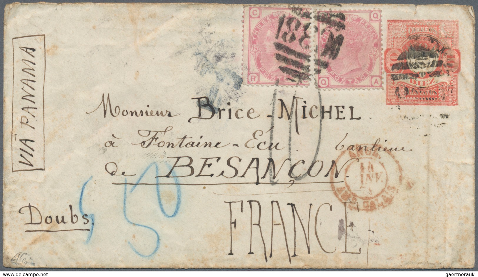 Großbritannien - Used Abroad: 1878, Postal Stationery Envelope 10c. Red Used From The British Post O - Andere & Zonder Classificatie