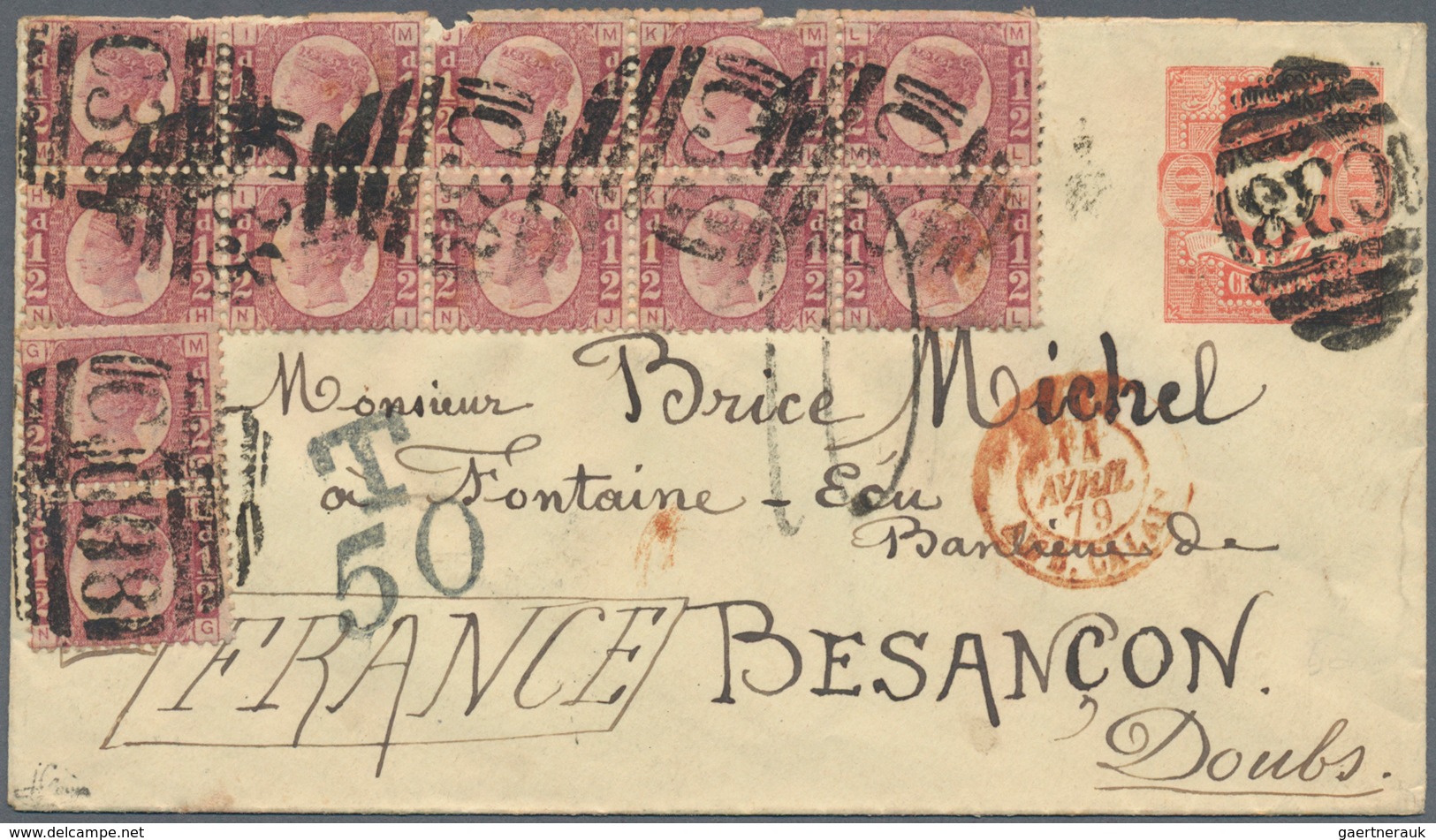 Großbritannien - Used Abroad: 1879, Postal Stationery Envelope 10c. Red Used From The British Post O - Other & Unclassified