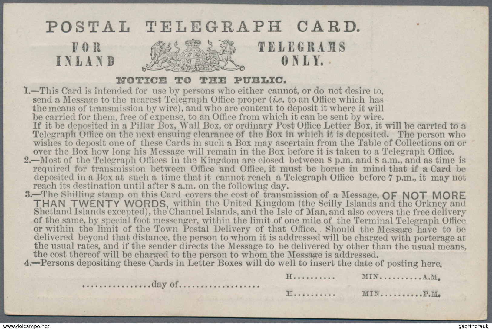 Großbritannien - Besonderheiten: 1870 (ca.) Unused Form Of A Postal Telegraph Card, Nice Item In Ver - Other & Unclassified