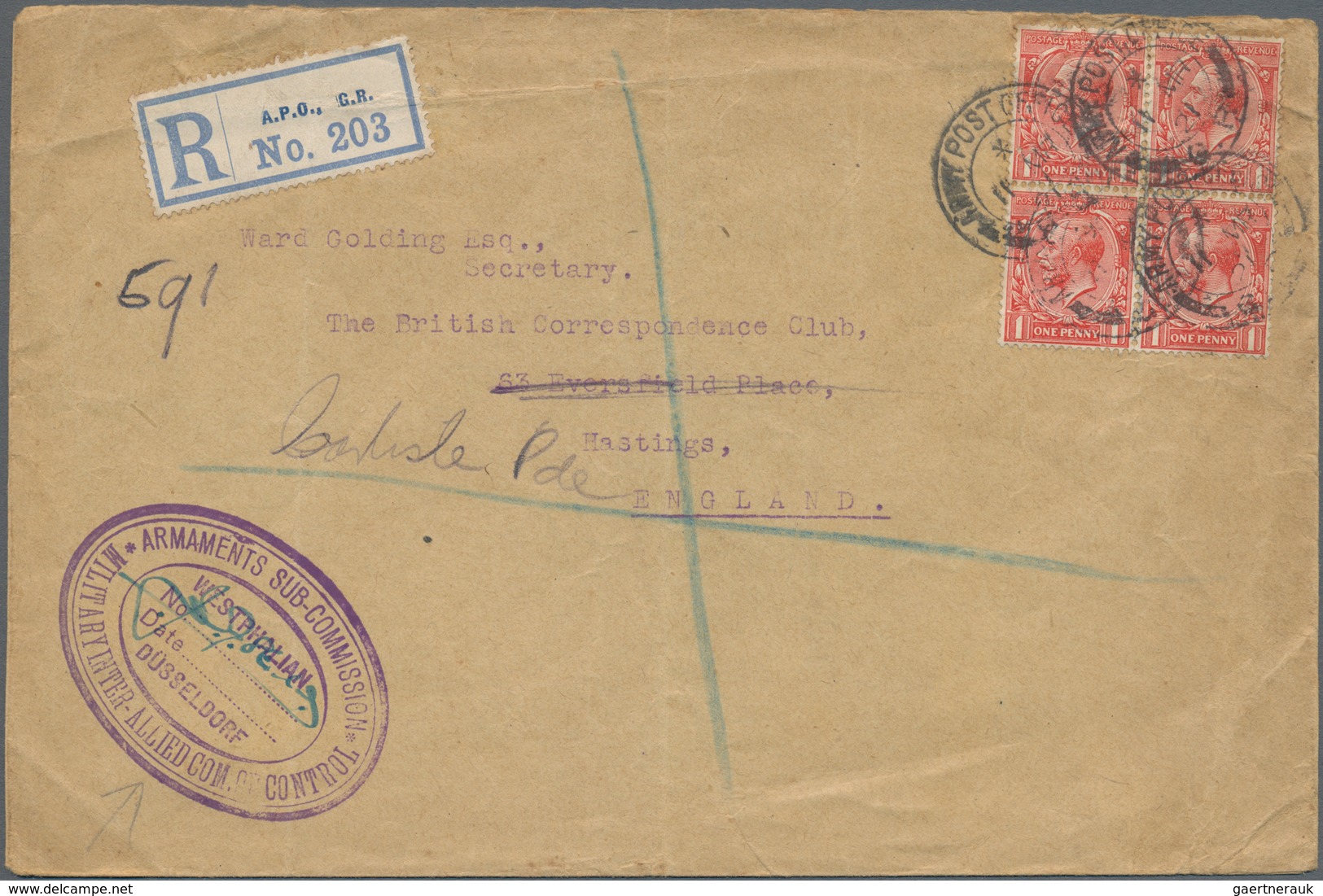 Großbritannien - Besonderheiten: 1921: Registered Envelope Addressed To England Bearing Great Britai - Sonstige & Ohne Zuordnung