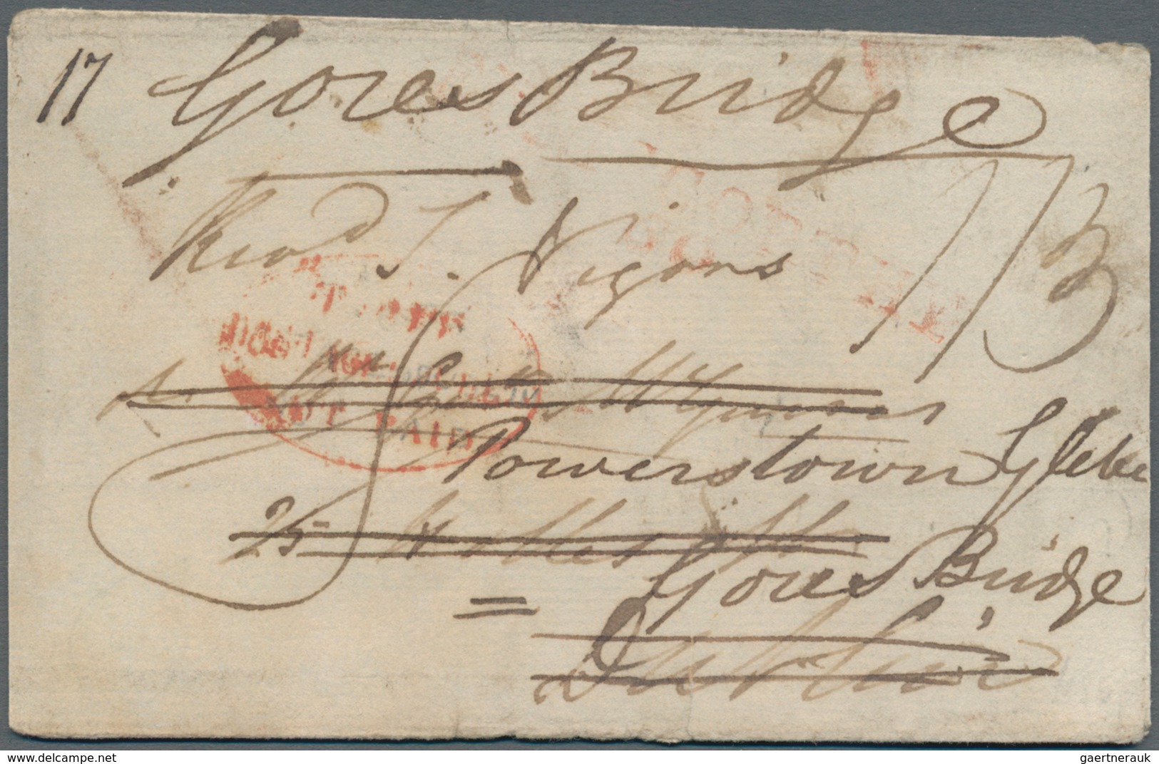 Irland - Vorphilatelie: 1823, 12 Dec/13 Dec, Lettersheet From "Gores Bridge" To Dublin, Postage Due - Voorfilatelie