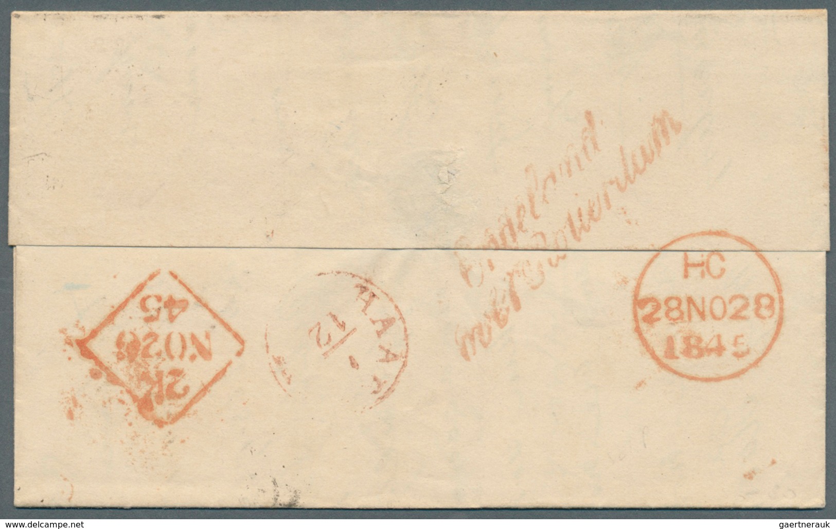 Irland: 1845 (Nov 24), Entire Letter From Dublin To Haarlem, Netherlands Franked By 1841 1d Red-brow - Brieven En Documenten