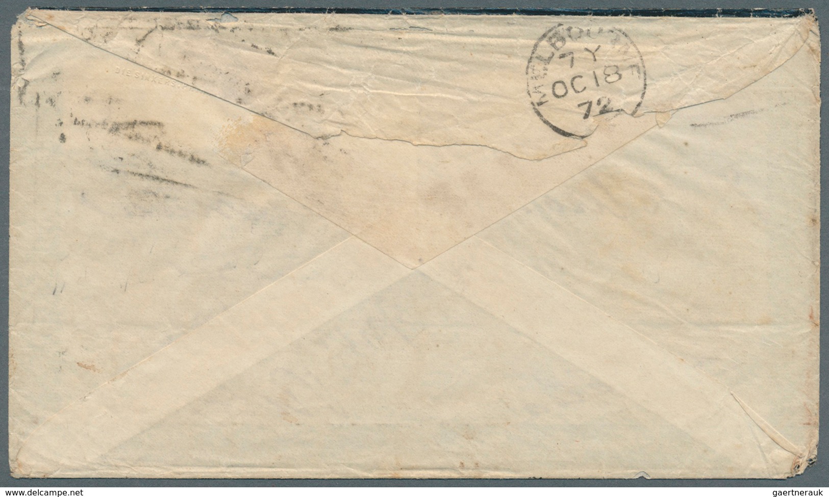 Irland: 1872 (Sep 6), Destination AUSTRALIA: Mourning Cover From Dublin To Melbourne Via Brindisi, F - Covers & Documents