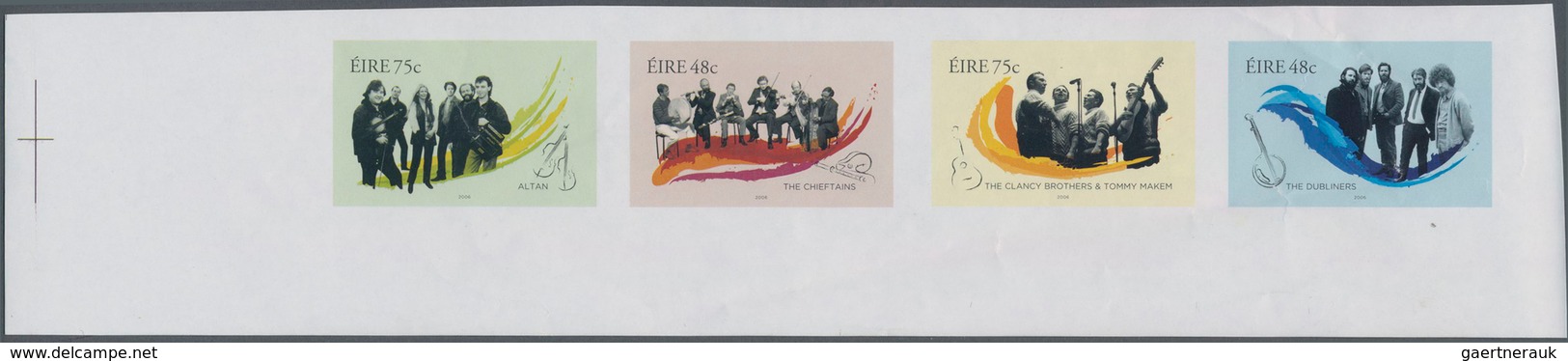 Irland: 2006, Irish Music Bands, IMPERFORATE Proof Se-tenant Strip Of Four, Mint Never Hinged (some - Cartas & Documentos