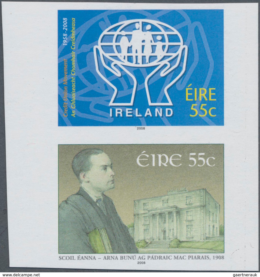 Irland: 2008, 55c. Credit Union Movement And 55c. St.Enda School, IMPERFORATE Se-tenant Proof Pair O - Covers & Documents