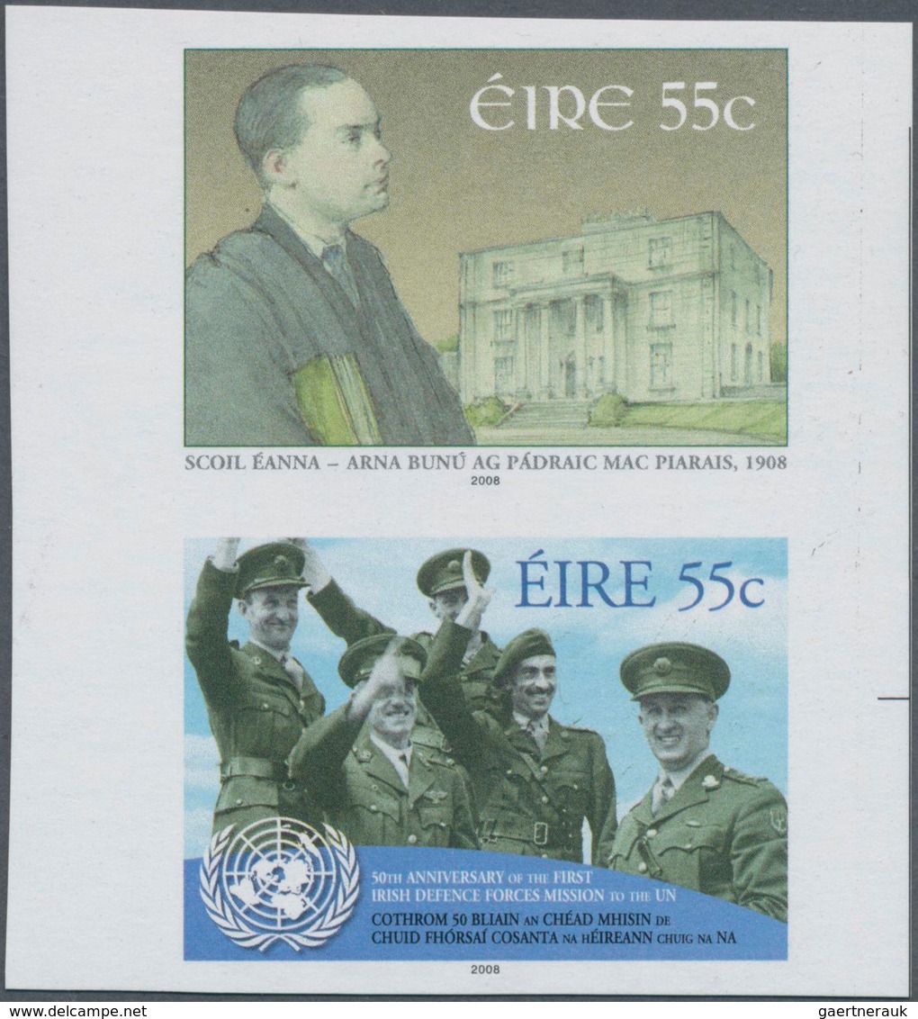 Irland: 2008, 55c. Peace Keeping Mission And 55c. St.Enda School, IMPERFORATE Se-tenant Proof Pair O - Covers & Documents