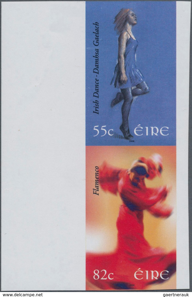 Irland: 2008, 55c. Irish Step Dance And 55c. Flamenco, IMPERFORATE VERTICAL Se-tenant Proof Pair, Mi - Covers & Documents