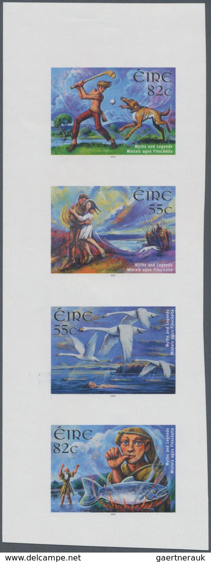 Irland: 2012, Legends, IMPERFORATE VERTICAL Proof Se-tenant Strip Of Four, Mint Never Hinged. - Brieven En Documenten