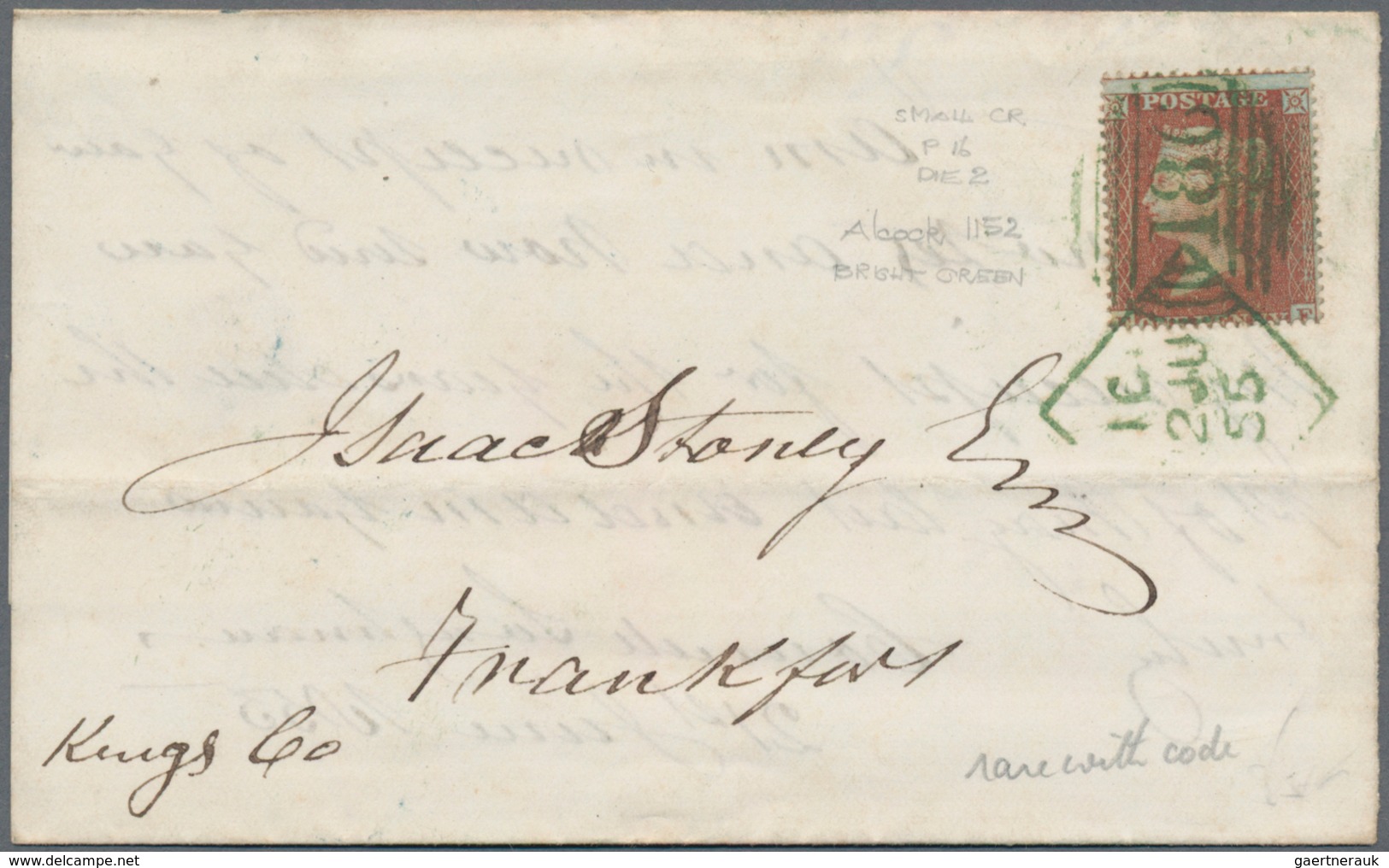 Irland - Stempel: 1855, 4 P Red-brown Cancelled With Green Dublin Diamond Postmark "186" (english St - Otros & Sin Clasificación