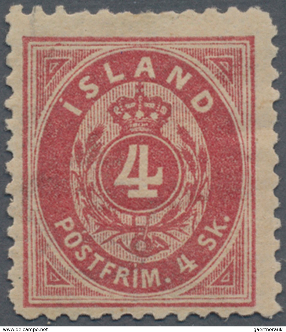 Island: 1873, 4 Skill. Red Perf. 12½ Mint Heavy Hinged With Part Original Gum And Short Perfs. At To - Other & Unclassified