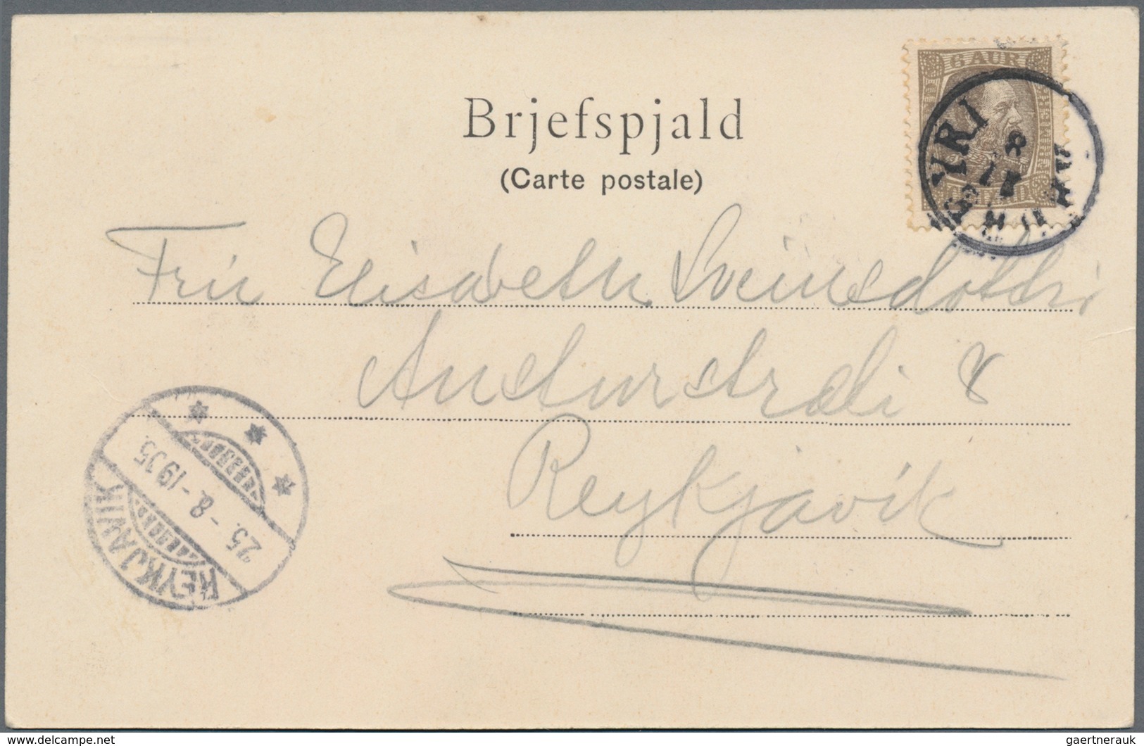 Island: 1905 Picture Postcard (Skjálfandafljót) Used From Akureyri To Reykjavik, Franked By King Chr - Autres & Non Classés
