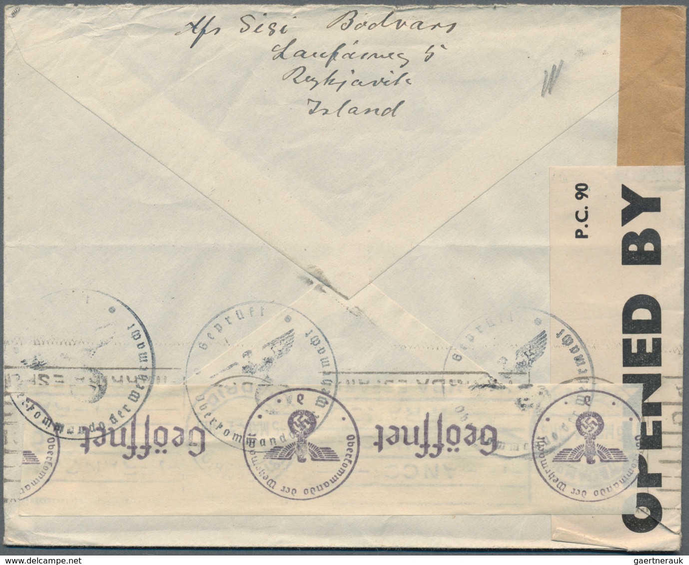 Island: 1941, 1 Kr Grey-green "volcano Hekla", Single Franking On Airmail Cover From REYKJAVIK, 1.IV - Andere & Zonder Classificatie