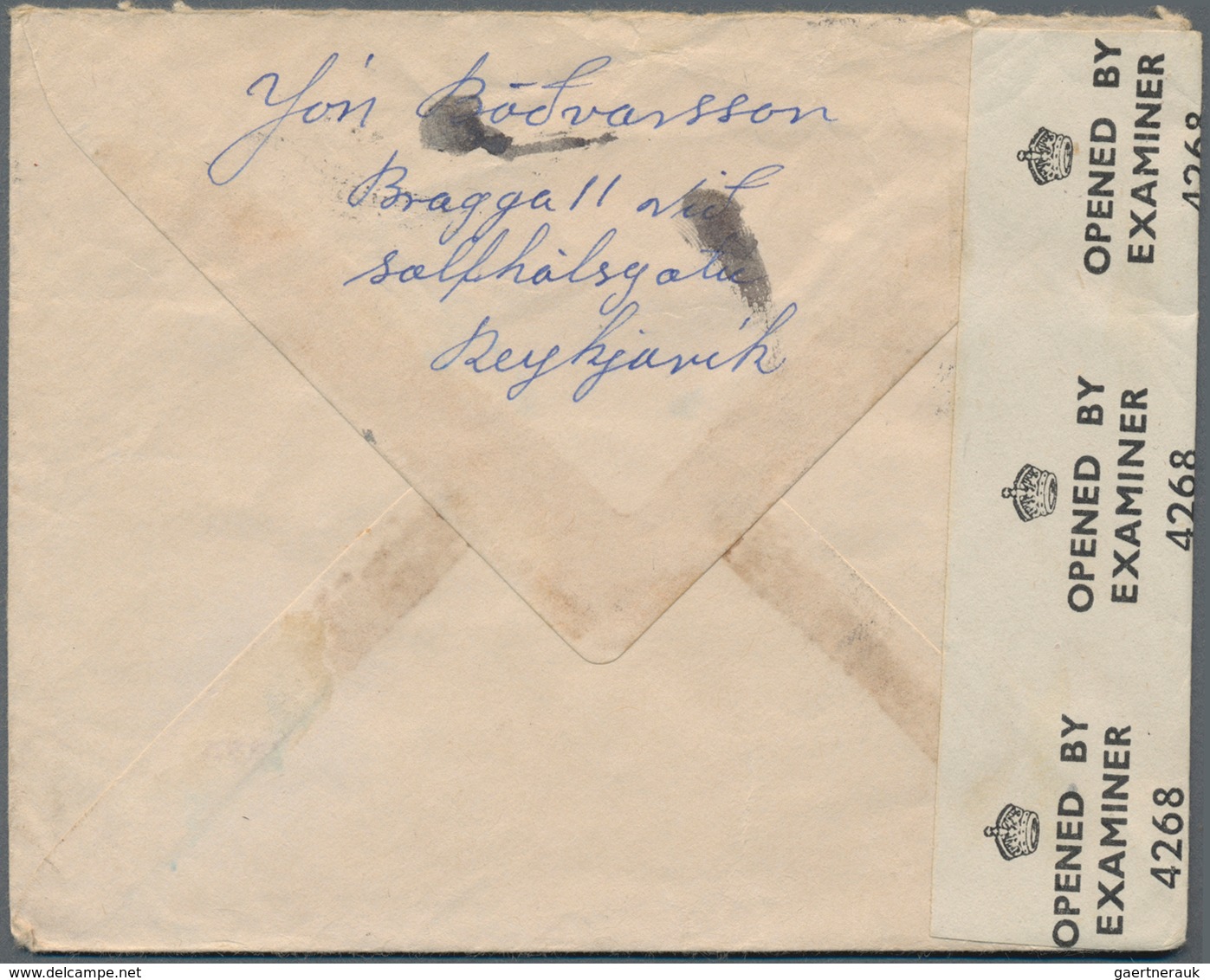 Island: 1945, 40 A Dark Brown And 1 Kr Indigo, Mixed Franking On Airmail Cover From REYKJAVIK, 6.V.4 - Andere & Zonder Classificatie