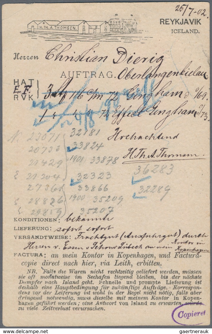 Island - Ganzsachen: 1902 Destination SILESIA: Postal Stationery Card 10a. Carmine (1880 Issue), Wit - Postwaardestukken