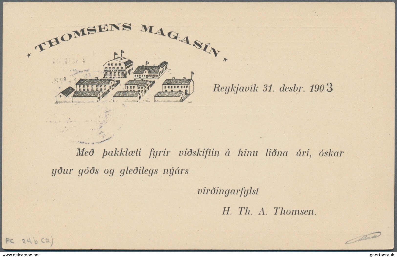 Island - Ganzsachen: 1902-03 Provisional Postal Stationery Card "Í GILDI" On 5a. Blue With "THOMSENS - Postal Stationery