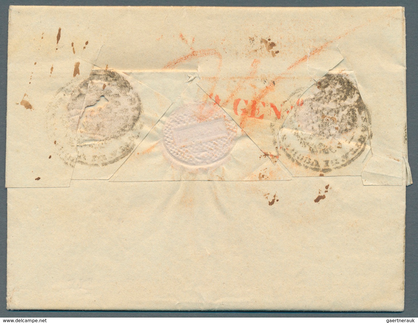 Italien - Vorphilatelie: 1832, "V.TRIEST", Red Oval Mark On Folded Letter Via "VOGHERA" (straight Li - 1. ...-1850 Vorphilatelie