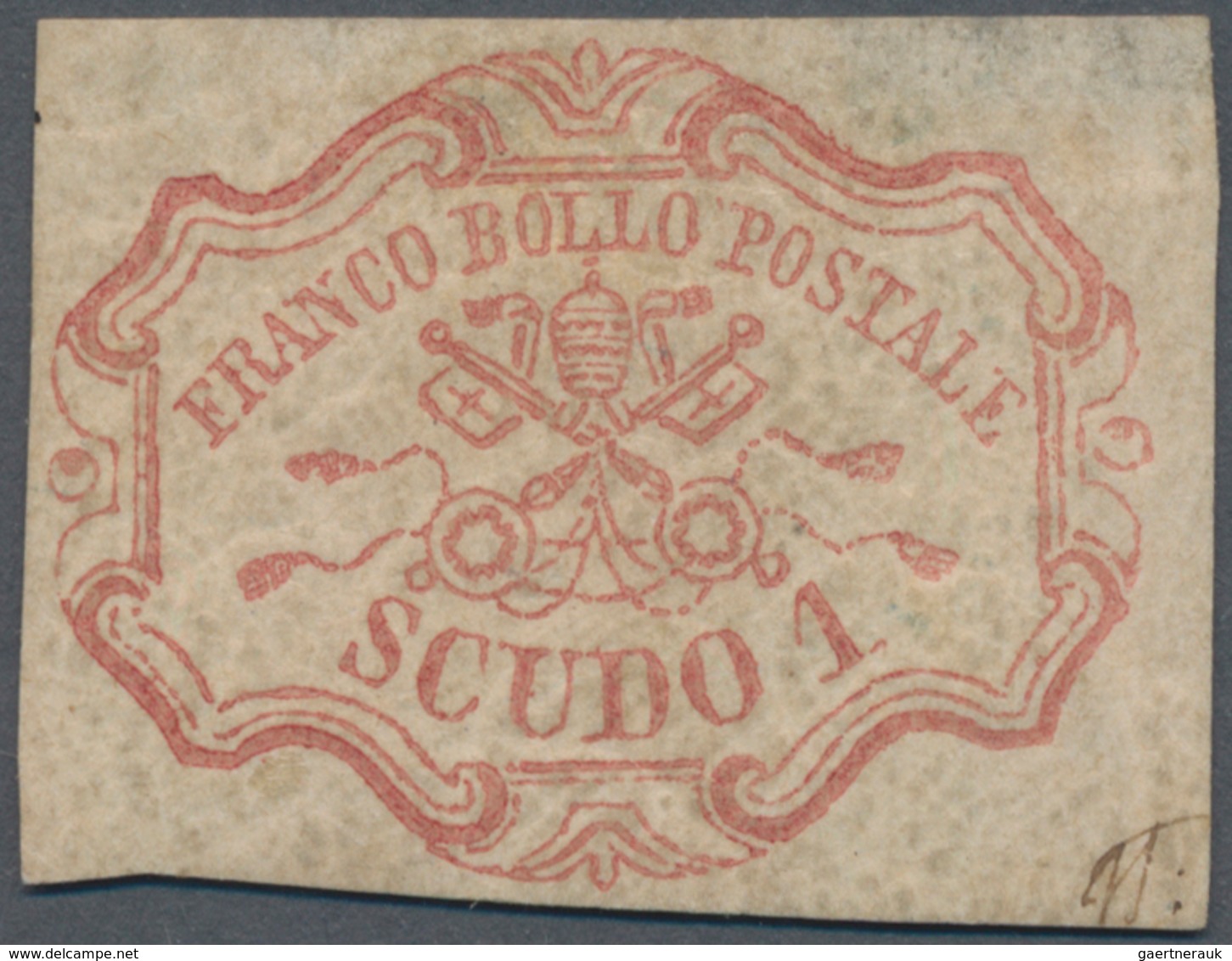 Italien - Altitalienische Staaten: Kirchenstaat: 1864. 1 Scudo Rose (rosa Carminio, Sassone 11, Cat - Papal States