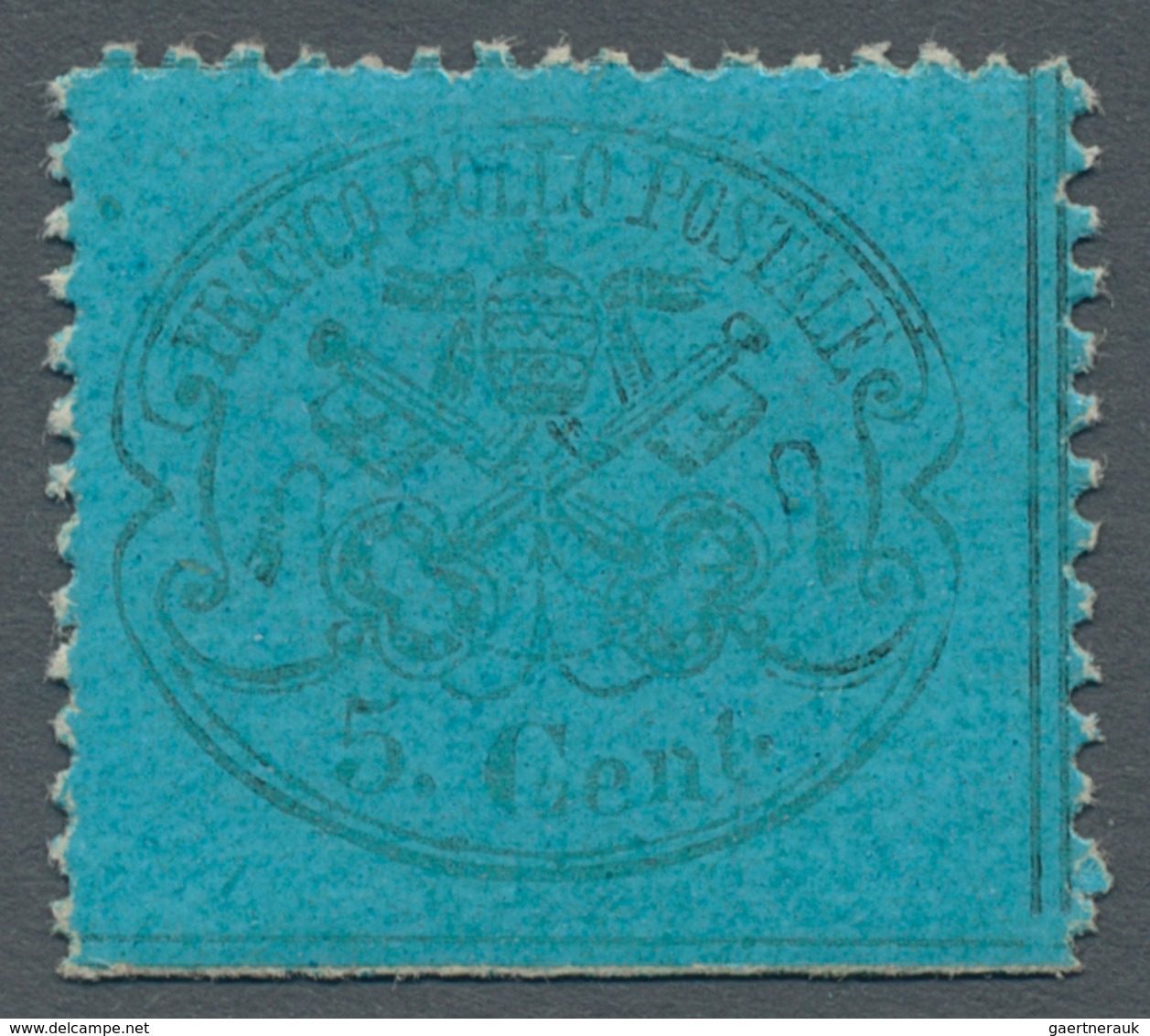 Italien - Altitalienische Staaten: Kirchenstaat: 1868, 5 Cent. Azzurro Scuro, 5c. Greenish Blue Unmo - Papal States