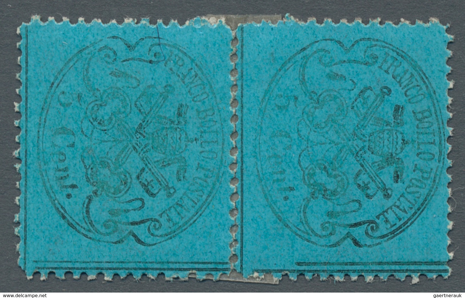 Italien - Altitalienische Staaten: Kirchenstaat: 1868, 5 Cent. Azzurro Scuro, 5c. Greenish Blue, Min - Papal States