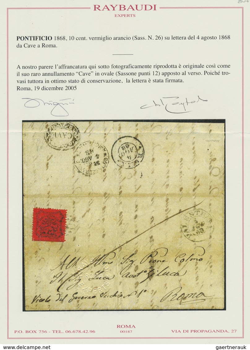 Italien - Altitalienische Staaten: Kirchenstaat: 1868, 10 Cent. Vermiglio Arancio, 10c. Red Orange O - Papal States