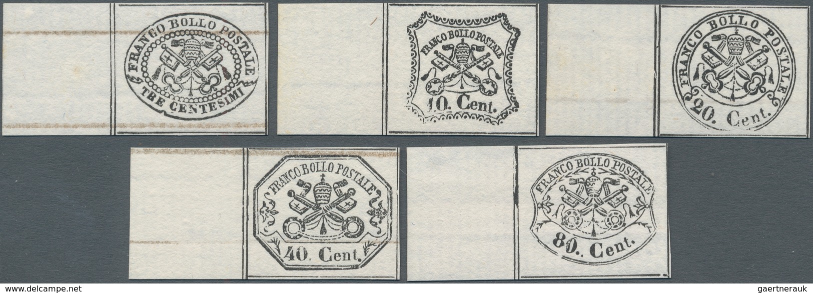 Italien - Altitalienische Staaten: Kirchenstaat: 1889, Papal Coat Of Arms Five Different REPRINTS On - Papal States