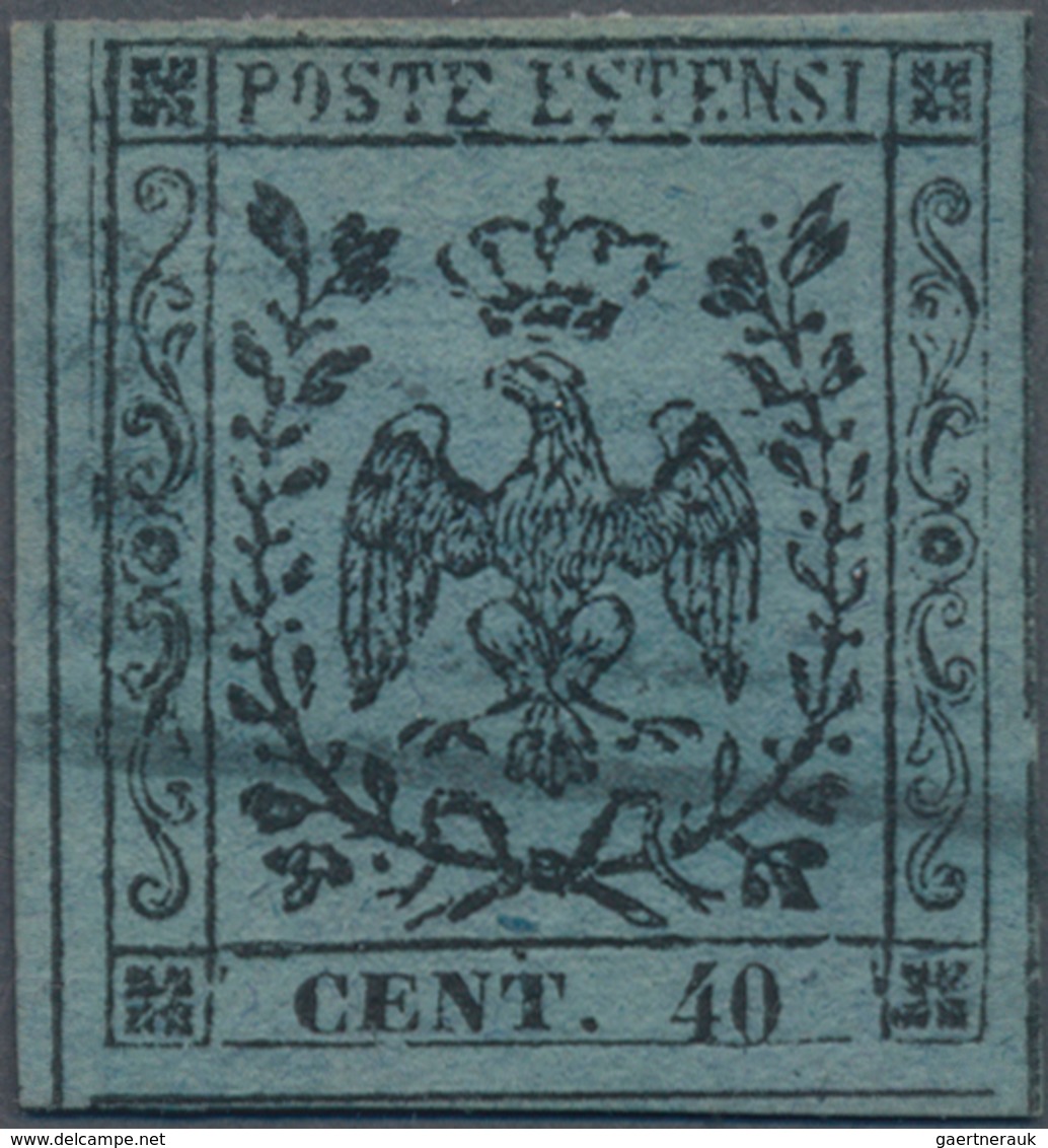 Italien - Altitalienische Staaten: Modena: 1852, 40 C Black On Blue Cancelled, Fresh Colour And Full - Modena