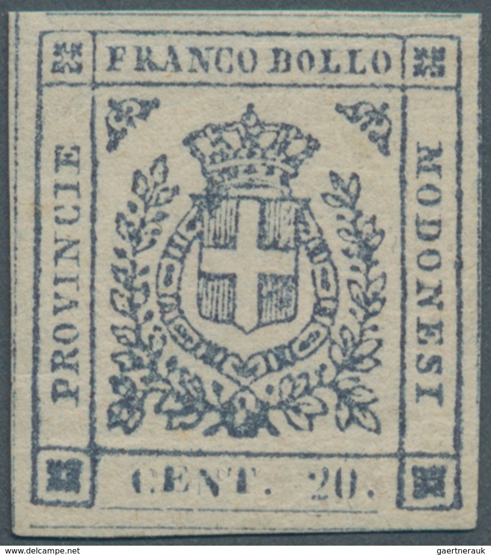 Italien - Altitalienische Staaten: Modena: 1859, 20 Cent. Blue Violet Mint Never Hinged, Stamp With - Modena