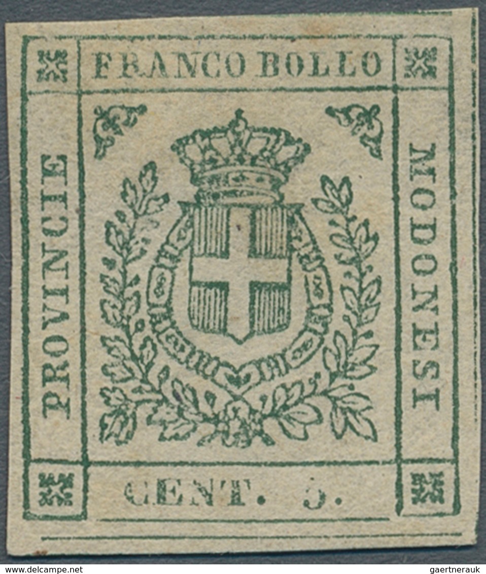 Italien - Altitalienische Staaten: Modena: 1859. Provisional Government. 5 Cent. Green, Mint With Or - Modena