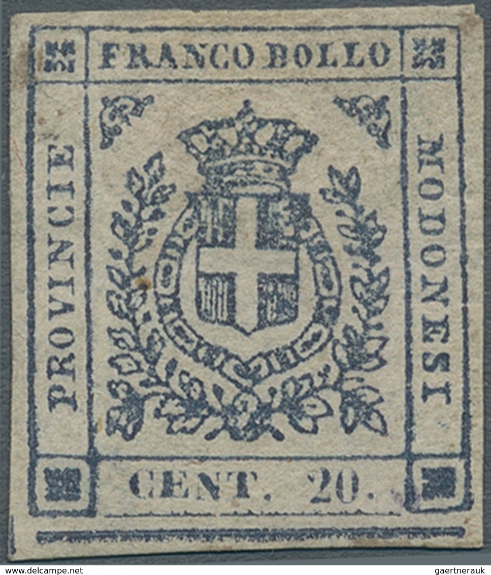 Italien - Altitalienische Staaten: Modena: 1859. Provisional Government. 20 Cent. Blue Violet, Mint - Modena