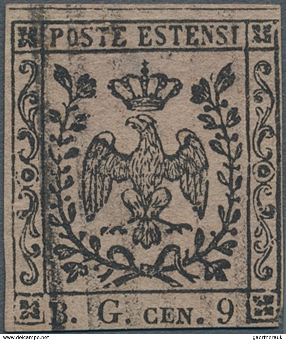 Italien - Altitalienische Staaten: Modena - Zeitungsstempelmarken: 1853. 9 Cent. Black On Violet-gre - Modena