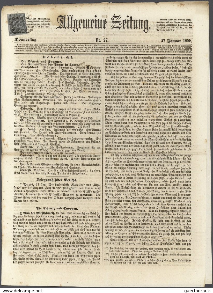 Italien - Altitalienische Staaten: Modena - Zeitungsstempelmarken: 1857, 10 C Black On Lilac-grey Ti - Modena