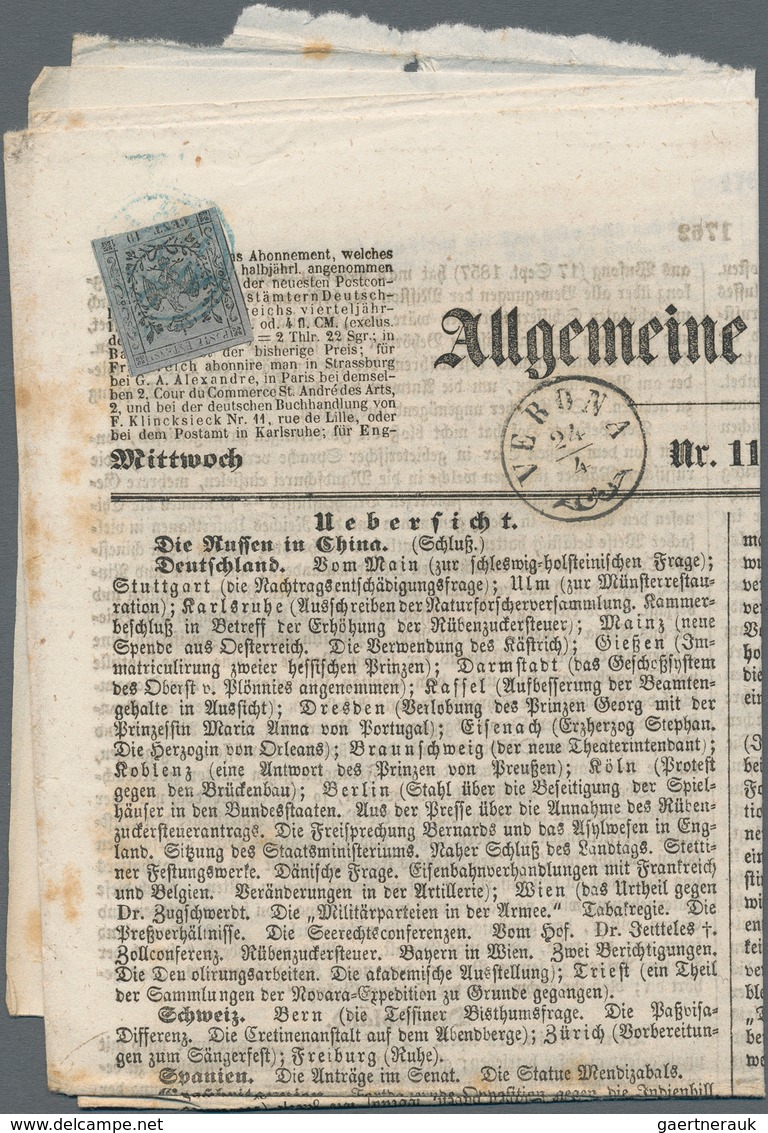 Italien - Altitalienische Staaten: Modena - Zeitungsstempelmarken: 1857. 10 C Black On Grey-violet P - Modena