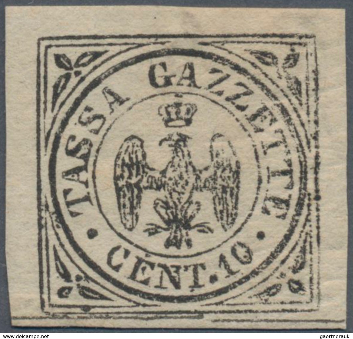 Italien - Altitalienische Staaten: Modena - Zeitungsstempelmarken: 1859, 10 Cent. Black On White Unu - Modena