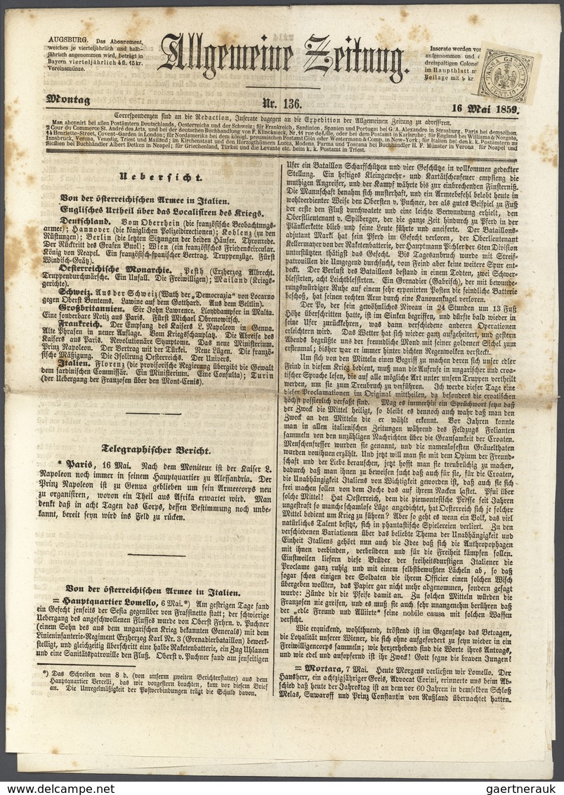 Italien - Altitalienische Staaten: Modena - Zeitungsstempelmarken: 1859, 10 C Black On White Without - Modena