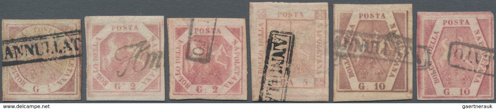 Italien - Altitalienische Staaten: Neapel: 1858, Assembling Of Six Used Stamps Including Sass.#2, 5- - Naples