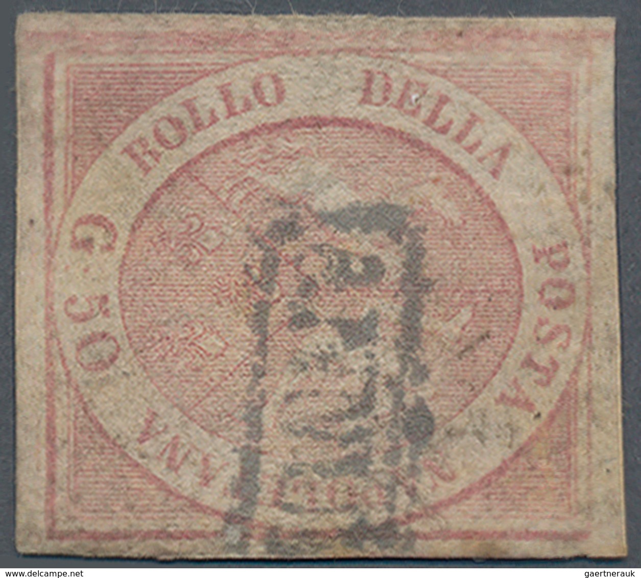 Italien - Altitalienische Staaten: Neapel: 1858, 50 Grana Brown-rose Cancelled With Frame Stamp, Mar - Napels