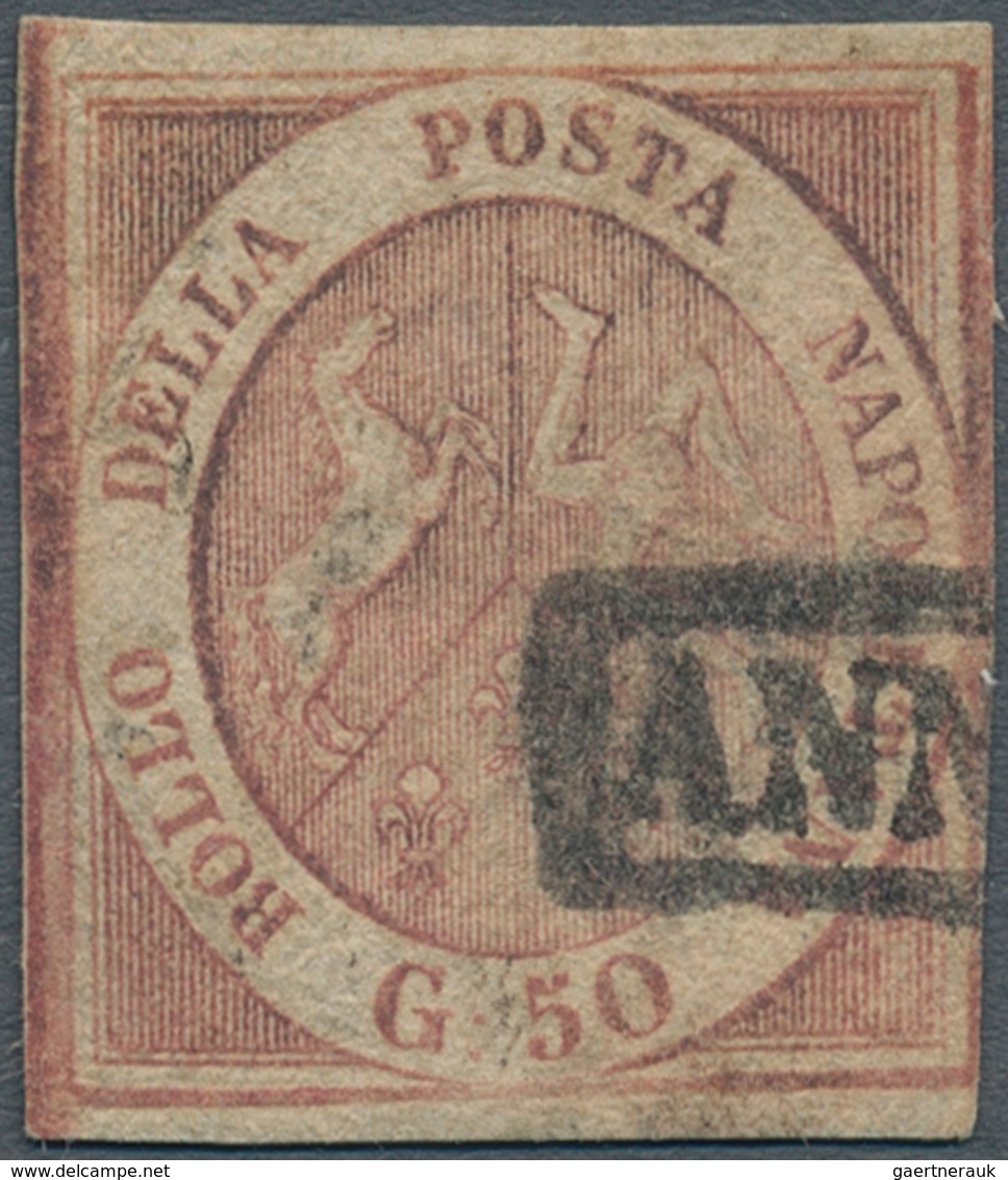 Italien - Altitalienische Staaten: Neapel: 1859. 50 Grana Brownish-rose, Cancelled With Part Of Fram - Naples