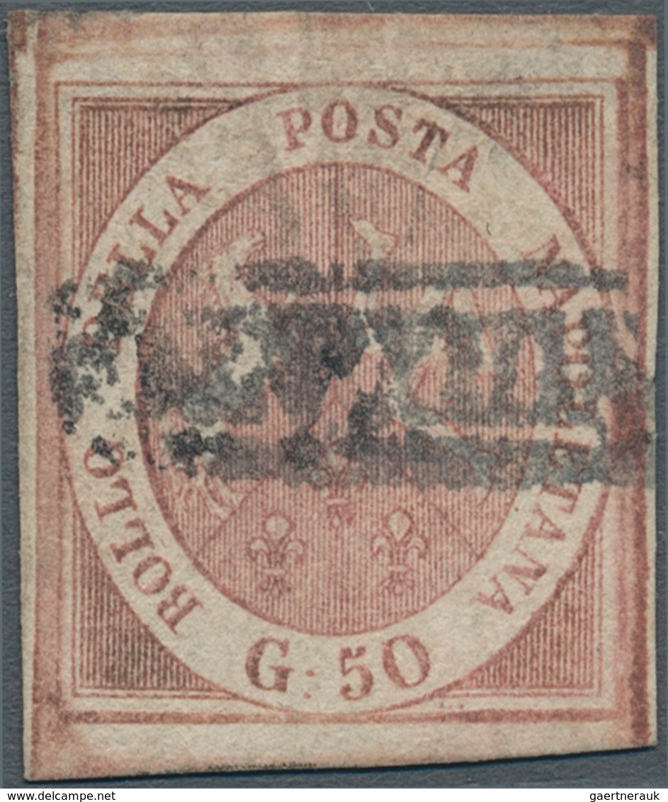 Italien - Altitalienische Staaten: Neapel: 1859. 50 Grana Brownish-rose, Cancelled With Part Of Fram - Napels