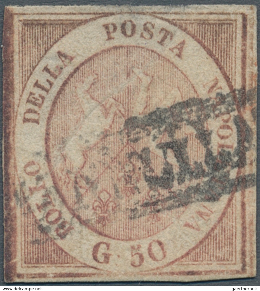 Italien - Altitalienische Staaten: Neapel: 1859. 50 Grana Brownish-rose, Cancelled With Part Of Fram - Napels