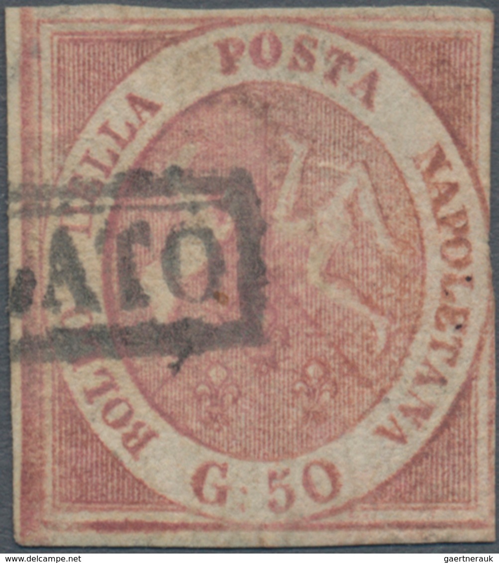 Italien - Altitalienische Staaten: Neapel: 1858, 50 Gr Brownish Rose Cancelled With Frame Postmark, - Napels