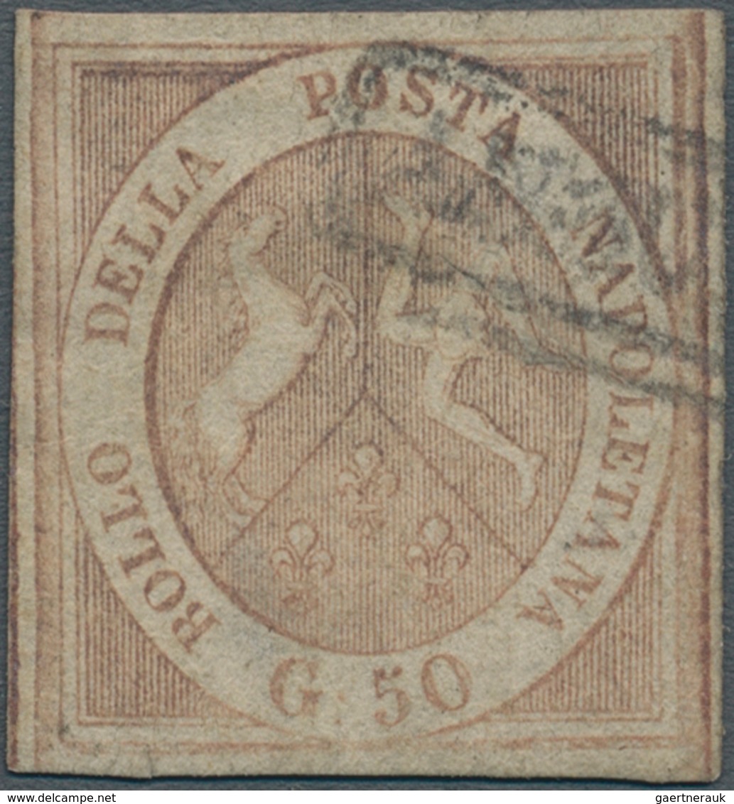 Italien - Altitalienische Staaten: Neapel: 1859. 50 Grana Brownish-rose, Cancelled With Part Of Fram - Naples