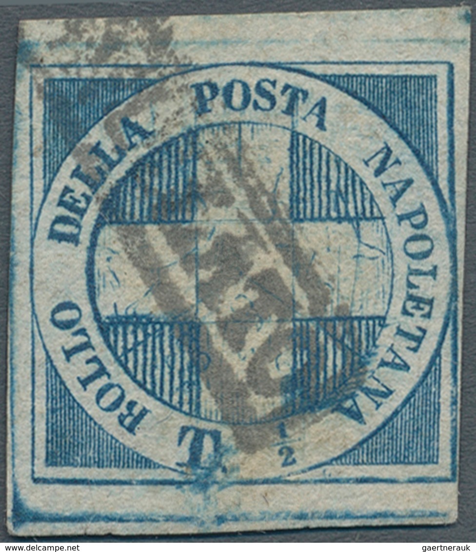 Italien - Altitalienische Staaten: Neapel: 1860. 1/2 Tornese Blue "Croce Di Savoia", Cancelled By Fr - Naples